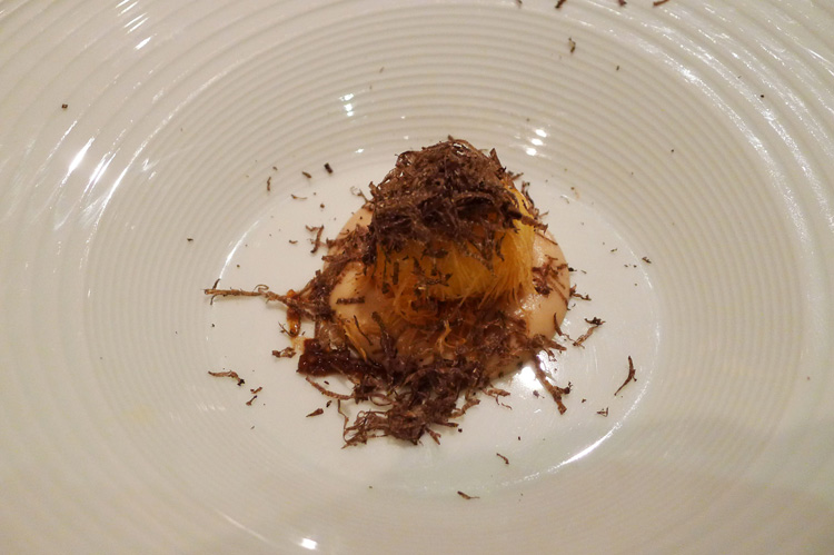 Quail egg tempura with truffle shavings