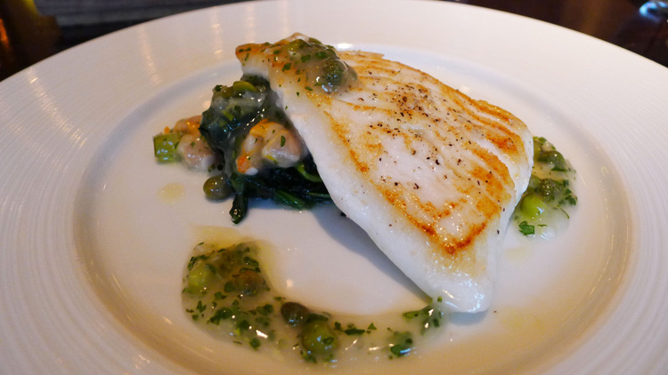 Roast Halibut with Dandelion Leaves and Cockle Ketchup