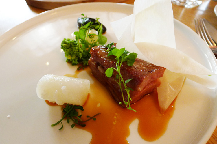 Iberico pork secretos with daikon and burnt cream- the pork was very tender