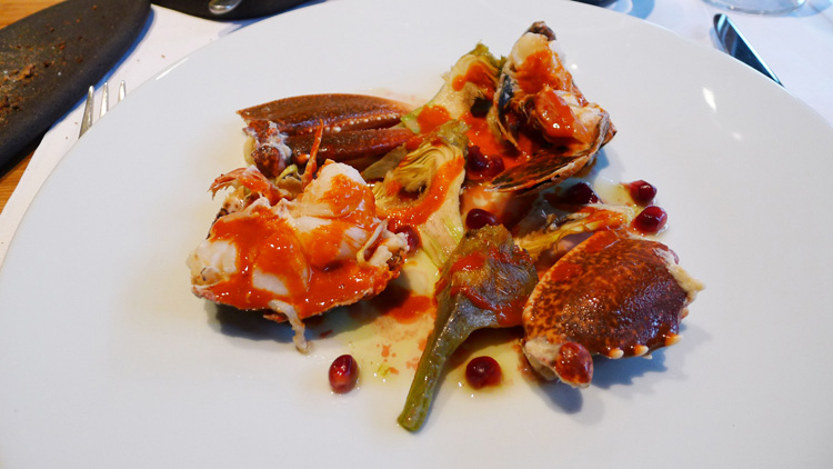 Lobster with artichokes and pomegranate