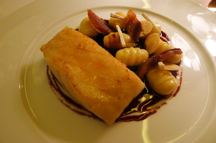 turbot with potato gnocchi and country bacon