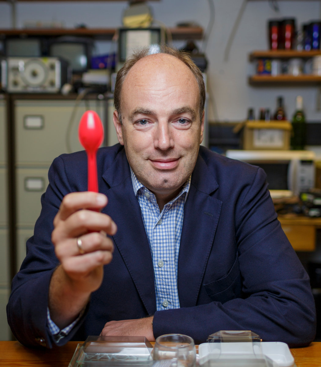 Professor Charles Spence in his experimental psychology lab at the University of Oxford. Photo by Sam Frost