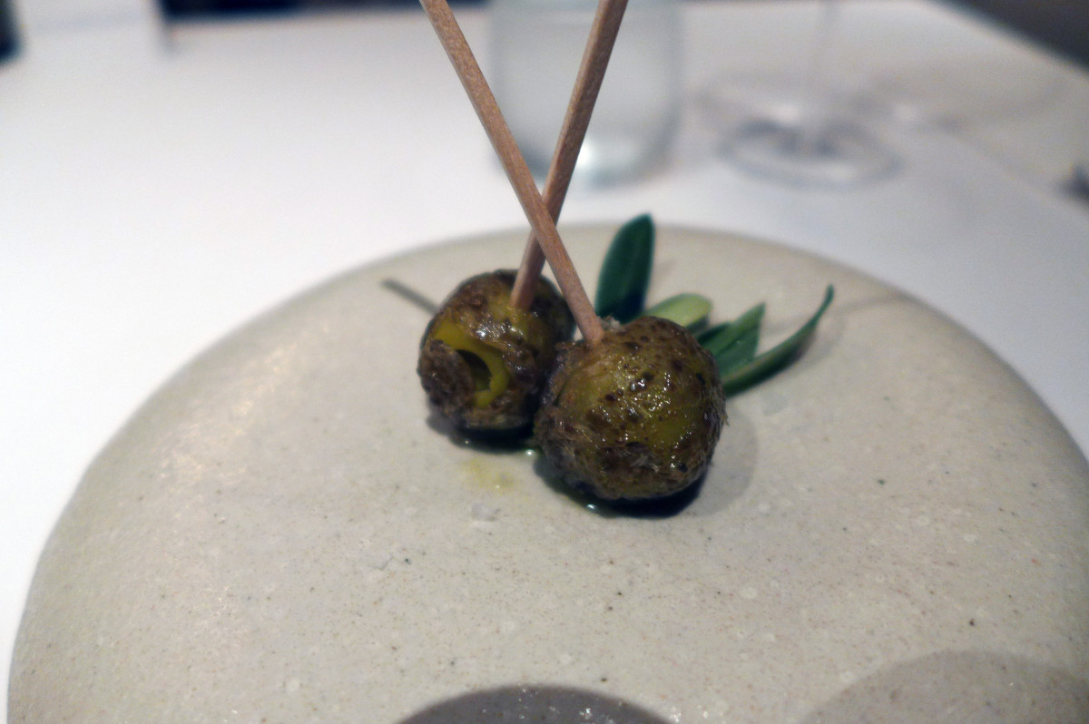 Caramelized olives. ( As seen at El Celler de Can Roca..)