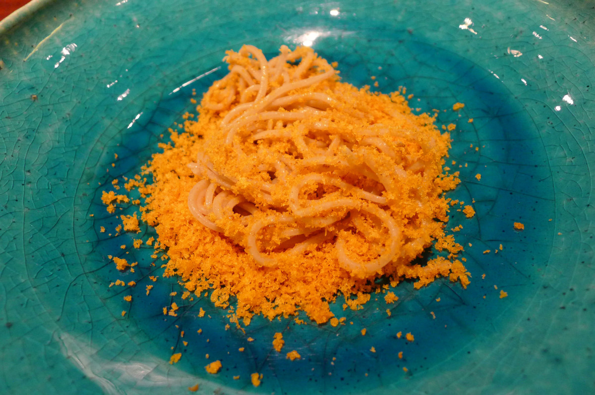 Soba with grated dried mullet roe