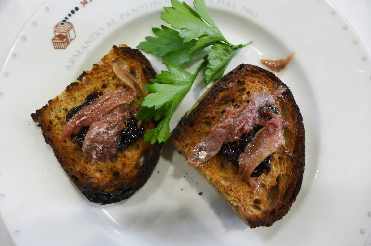 Toast, anchovies and prunes