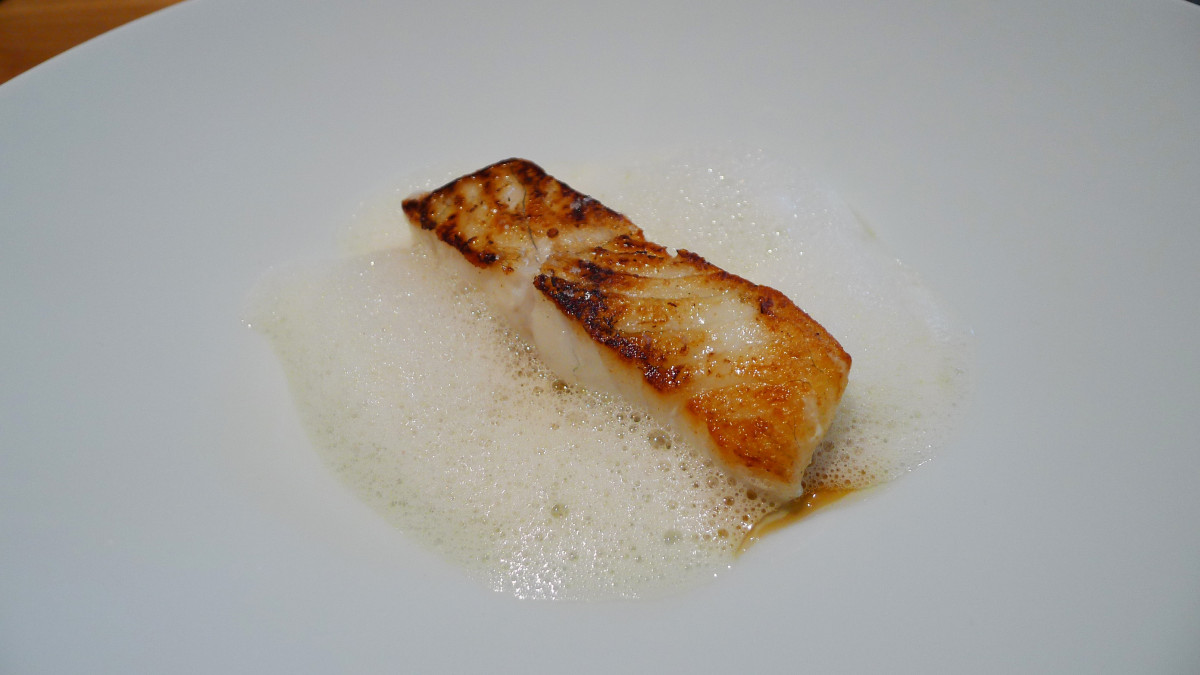 Brill with potato skin emulsion and beef juice