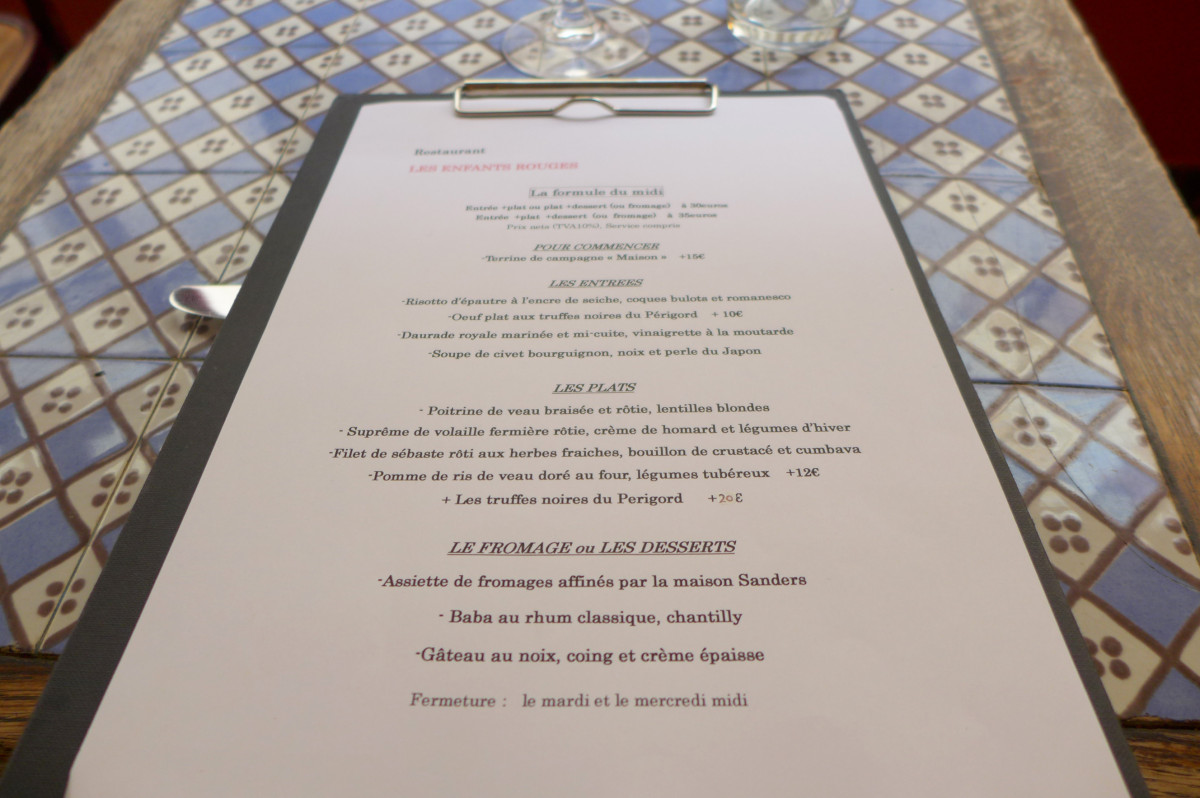 menu