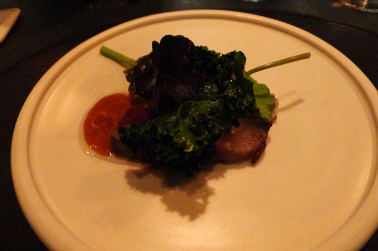 "Beef strip, toasted wheatberries, Winterbore Kale" One of the best dishes of the night.
