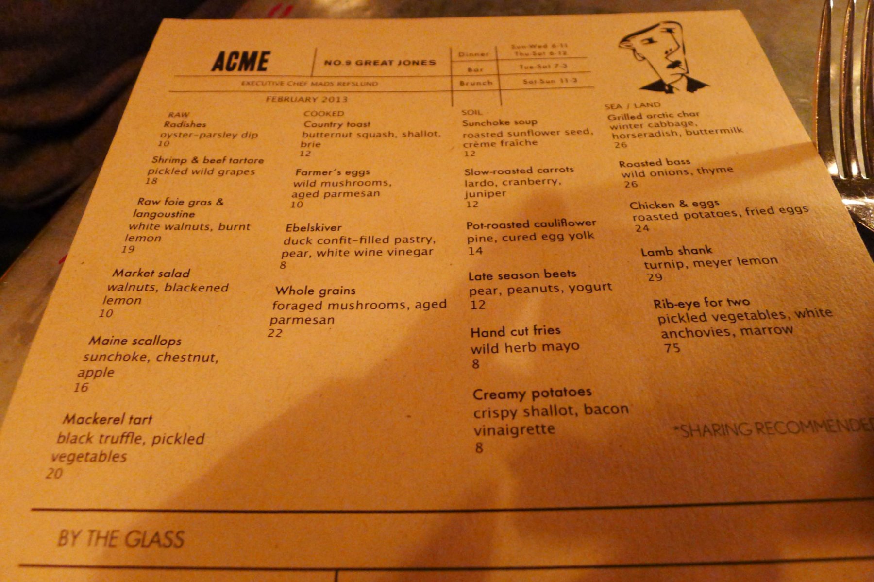 Acme menu