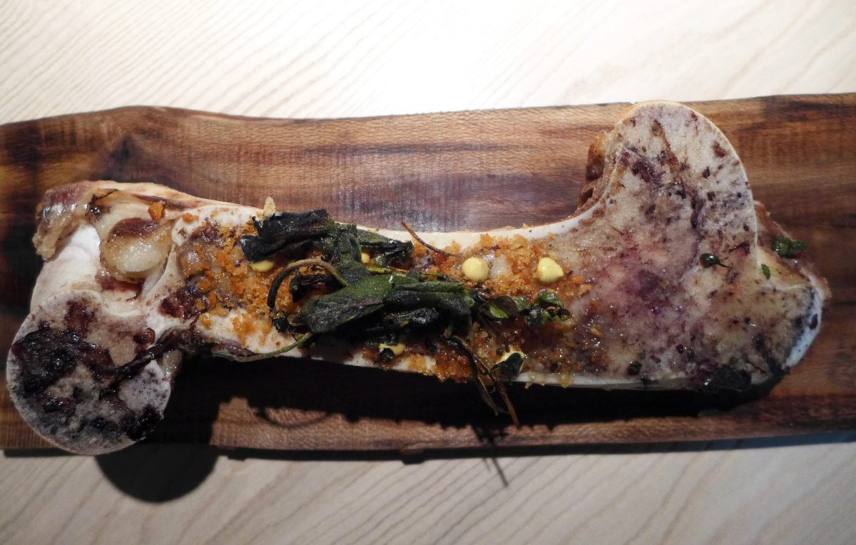 Bone marrow with various smoked herbs