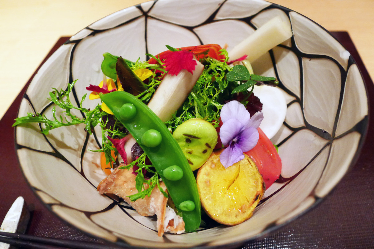 Special salad at Den,Tokyo