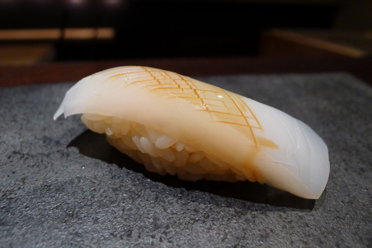 Ika (squid) nigiri at Kimura sushi (2 Michelin stars)