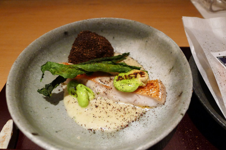 Red sea bream with bamboo,Japanese pepper sauce with butter