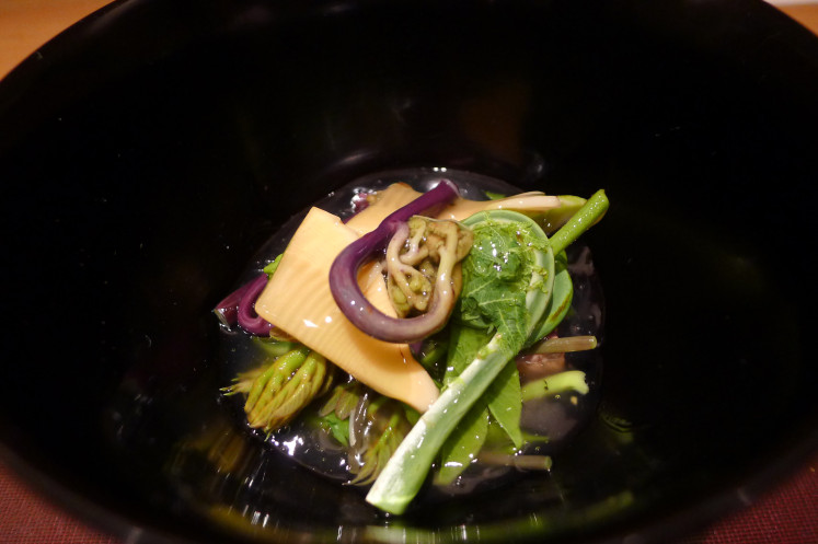 Wild plants from mount Fuji, duck meat