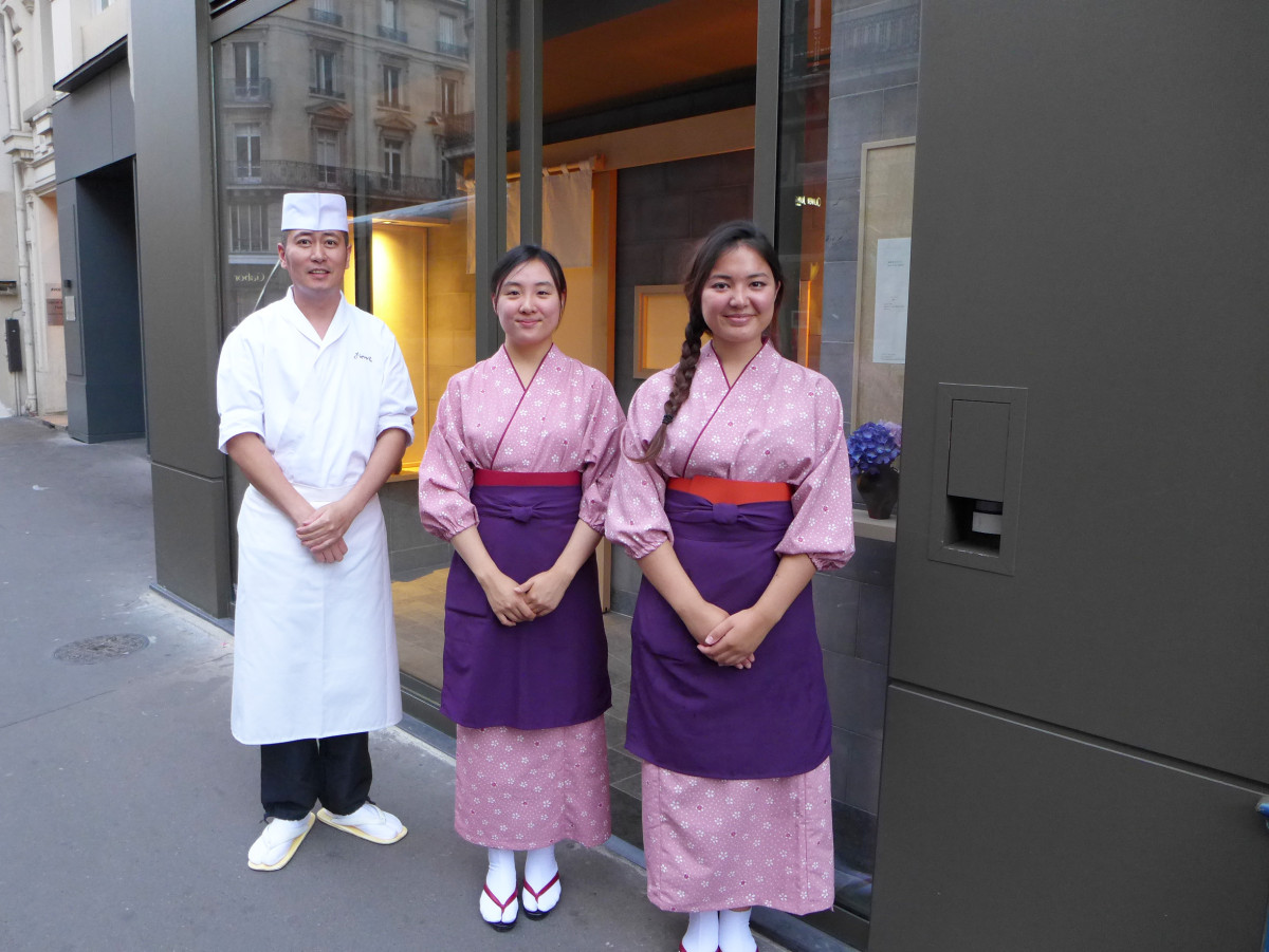 Chef Takuya Watanabe with the staff
