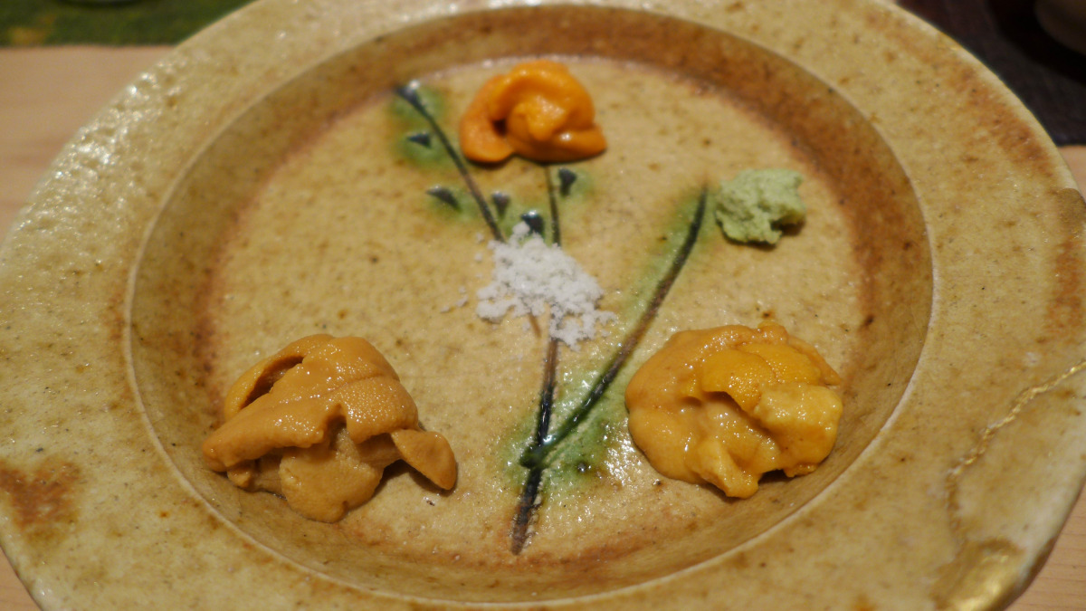 Sea urchin from Hokkaido, Nagasaki and Kyushu at Harutaka, Tokyo