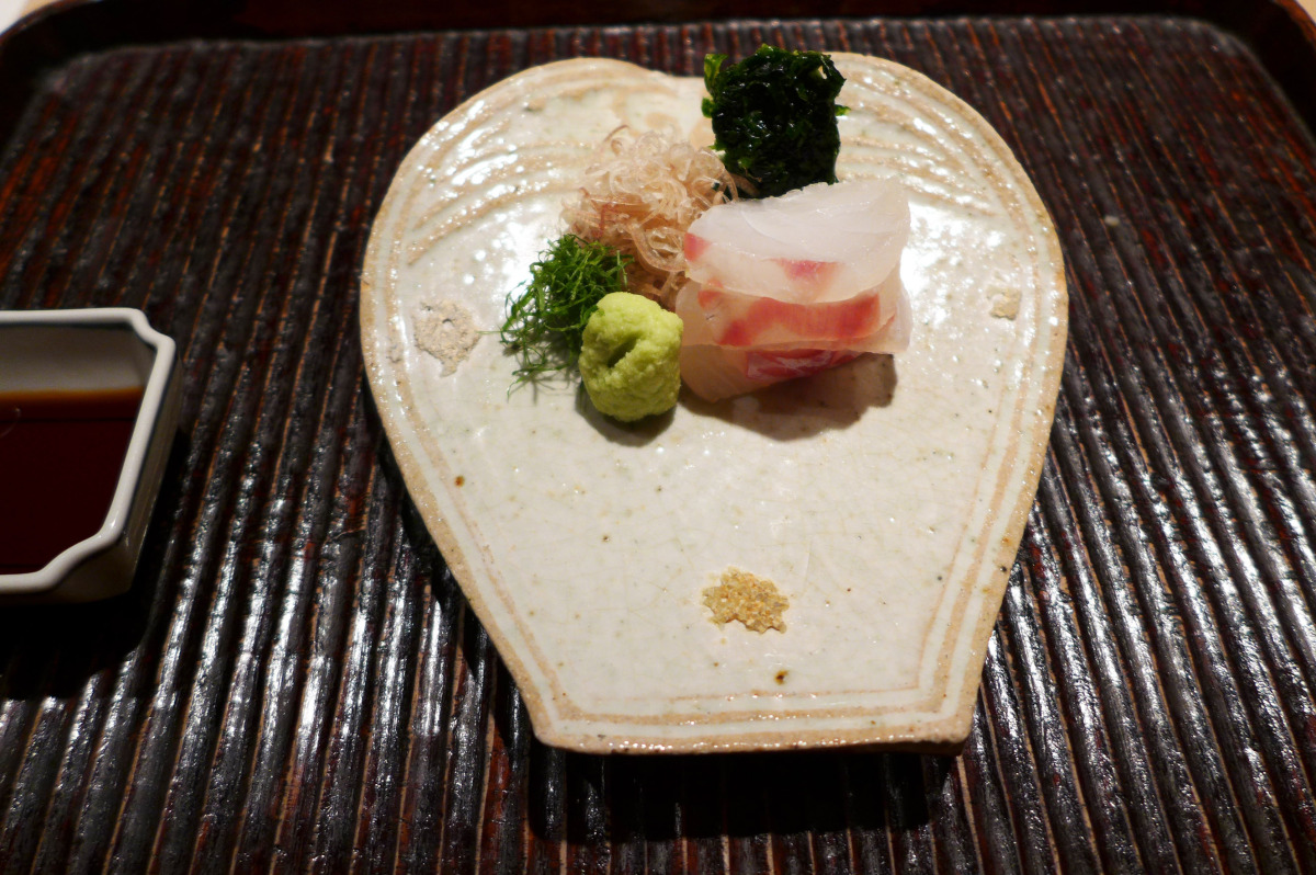 Sea bream sashimi. What one cannot see from he pictures is the sublime quality of the ingredients. It's all about the ingredients in Japan.