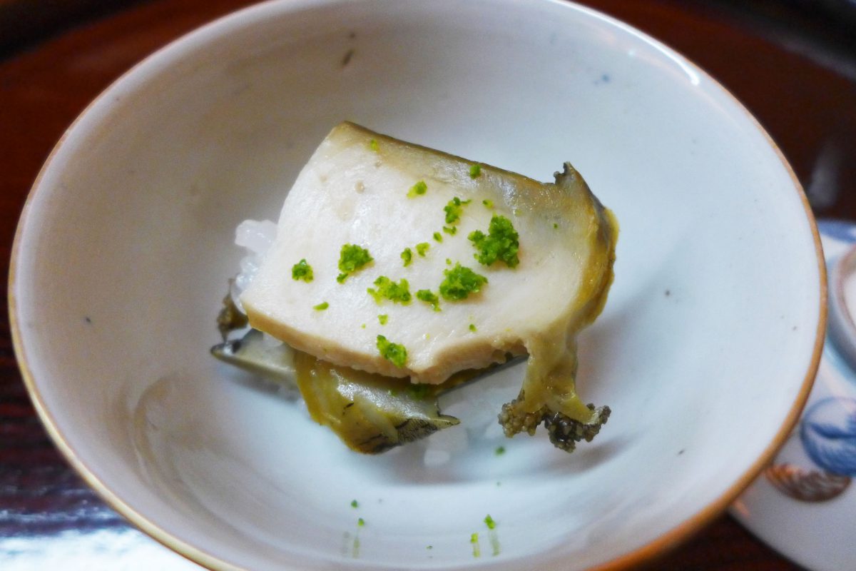 Abalone with yuzu and rice