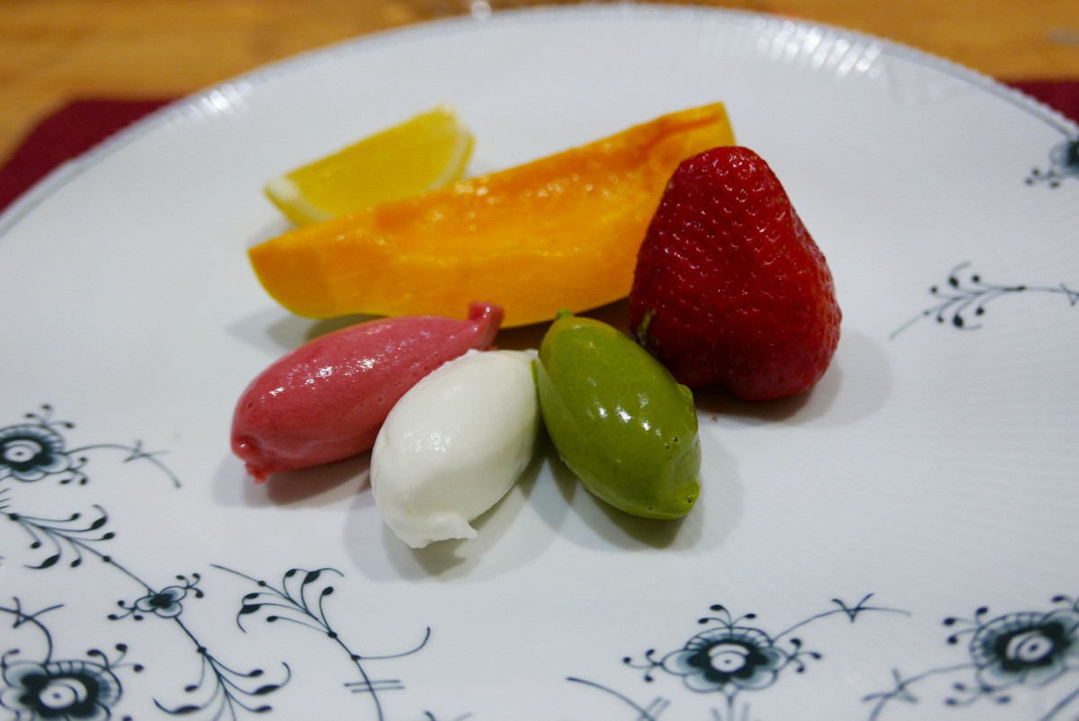 Some fruit and ice cream to finish the meal