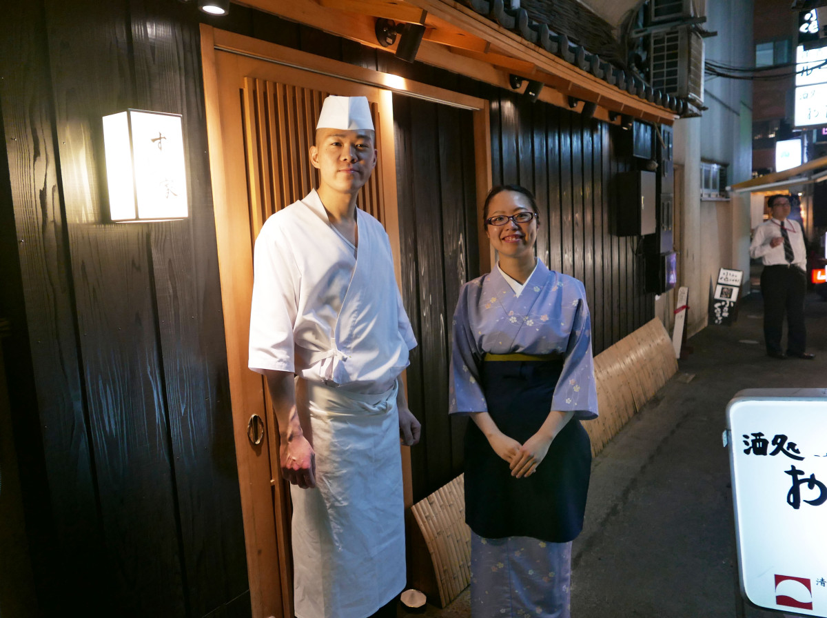 Takao Ishiyama and the hostess of the restaurant