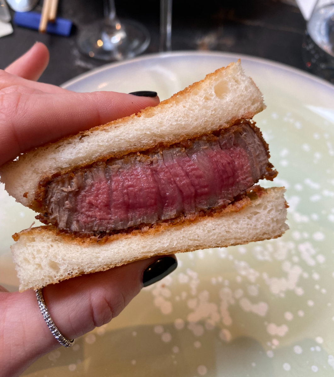 Wagyu katsu sando by Kentaro Nakahara at #luxeatANA event in Paris