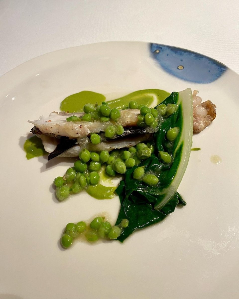 Turbot with peas