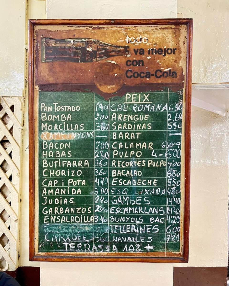 Menu at La Cova Fumada