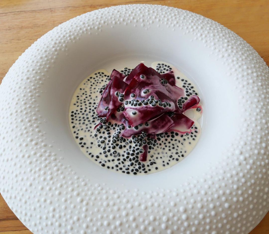 Beetroot with caviar cream