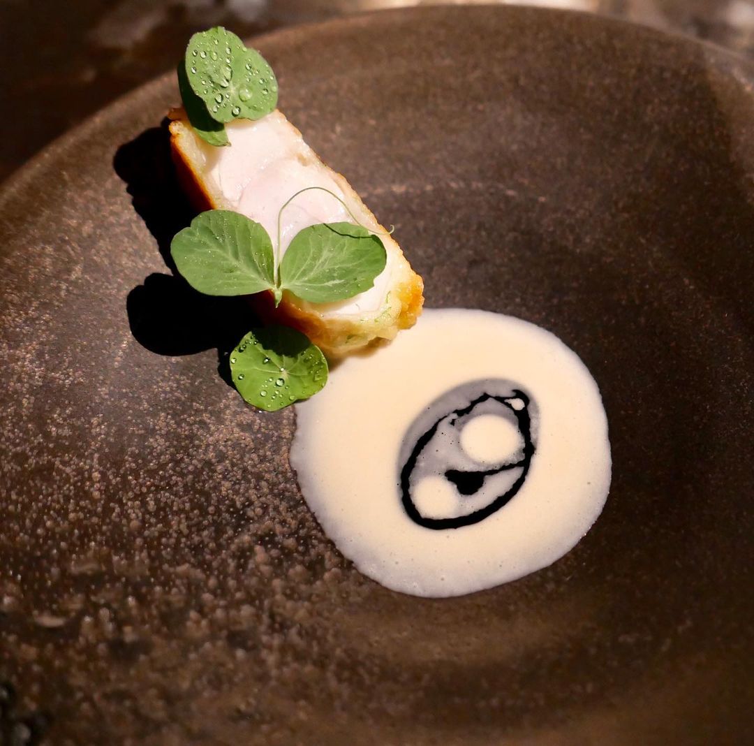 Seabass, perilla, potato