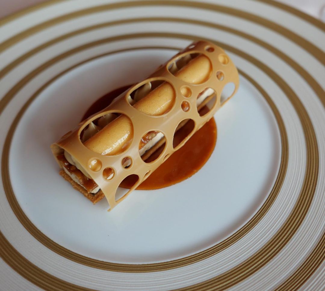 Peanut parfait with caramel and dulcey