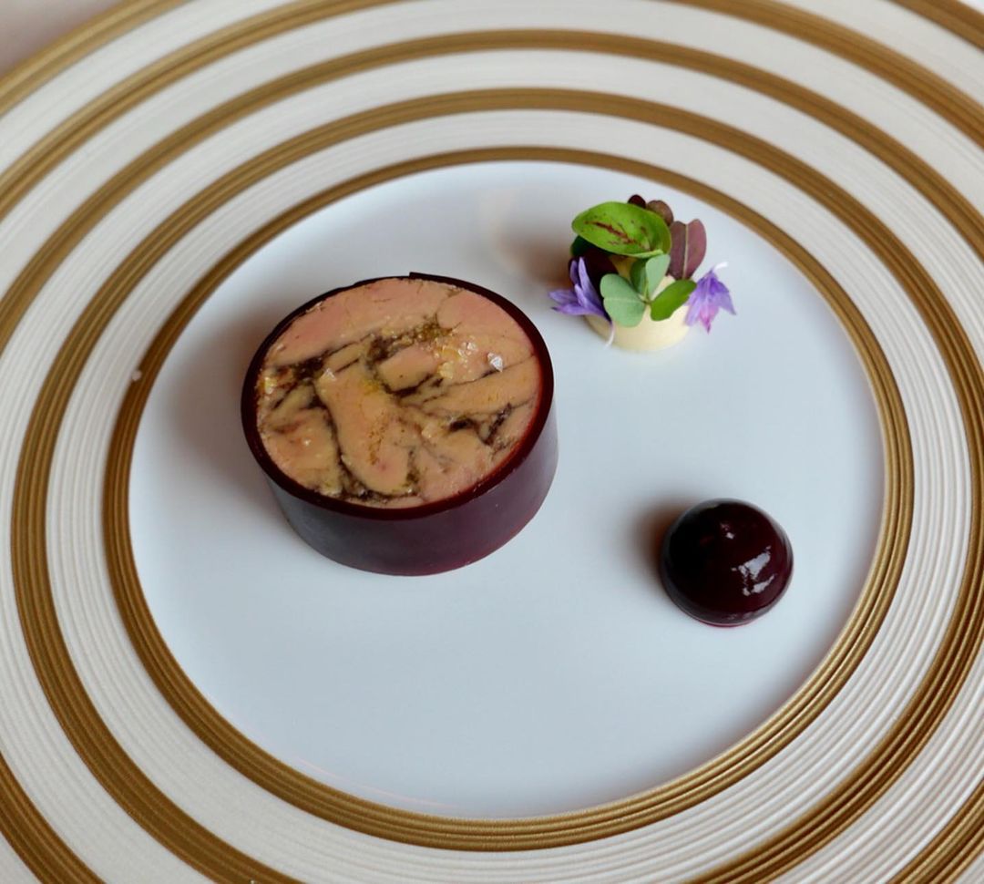 Ballotine of duck liver with cherry and pistachio