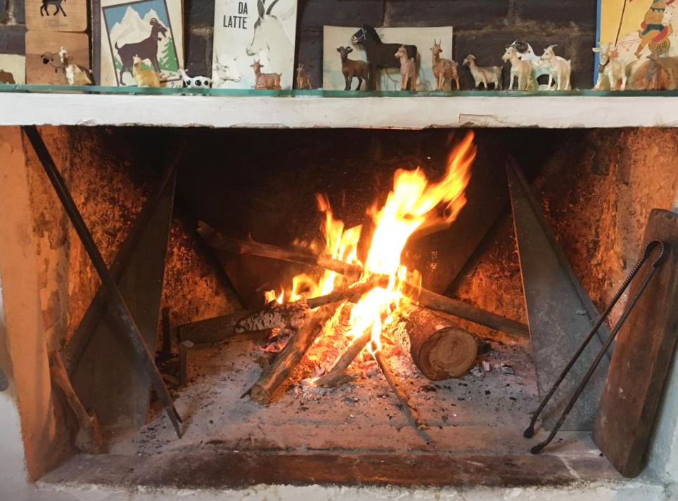 Fireplace at Erri De Luca's home. Photo by Erri De Luca