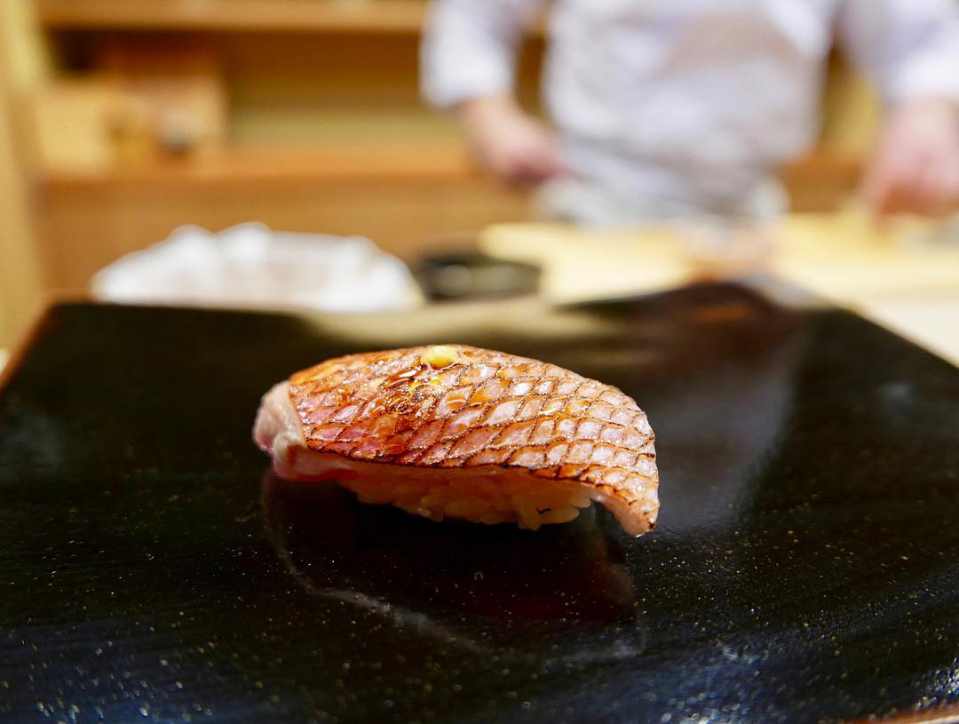 slightly grilled and buttery kinmedai